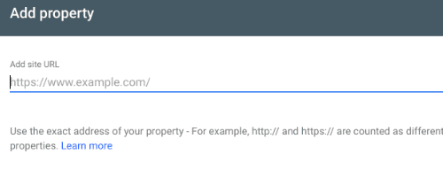 Enter your URL in add property option 