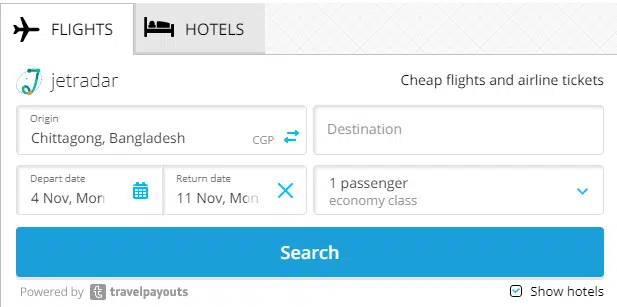 Flight and hotel search engine on travelpayouts 