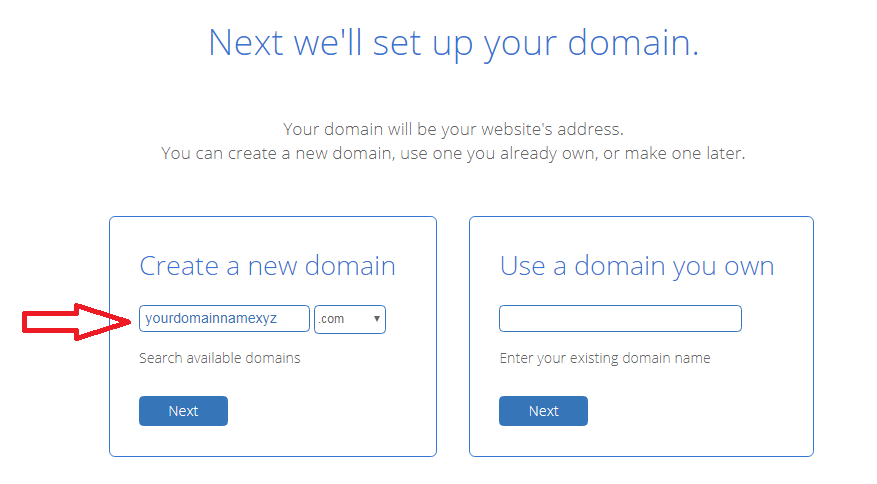 create a new domain name 