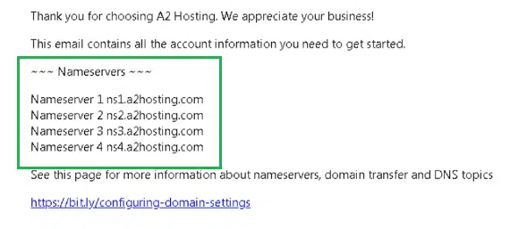 a2 hosting name server