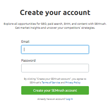 Create free SEMrush Account 