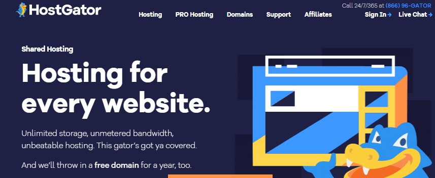 Hostgator shared hosting space