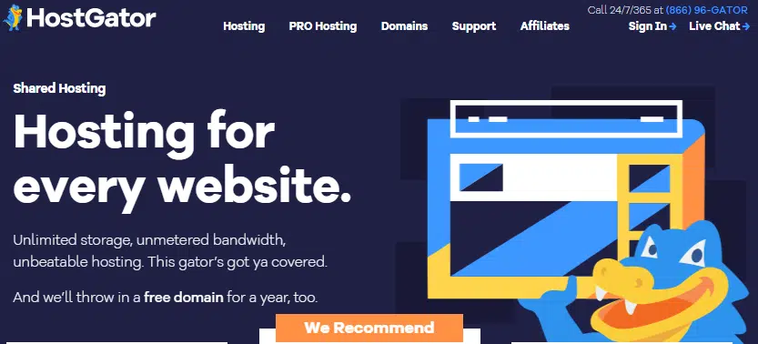 HostGator web hosting 