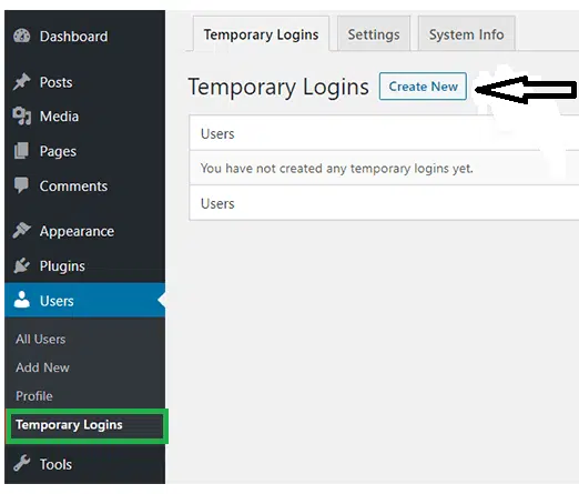 how to create temporary login credentials 