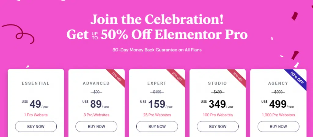 Elementor Pro birthday sale discount 