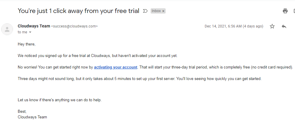 Cloudways free trial 