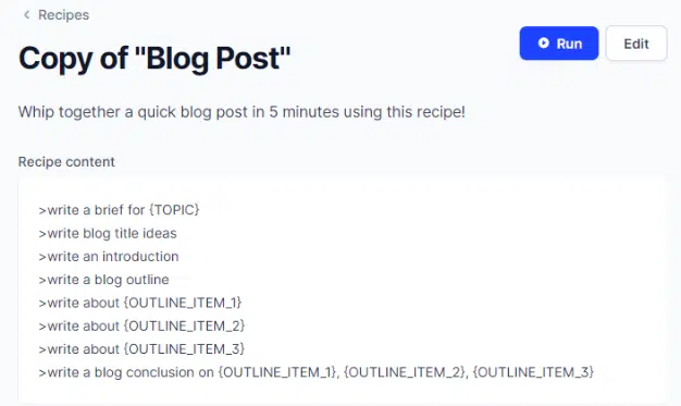 Write Your Blog post faster now with Jasper Recipes 