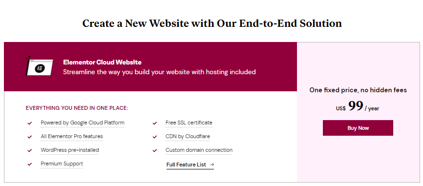 Elementor cloud website subscription