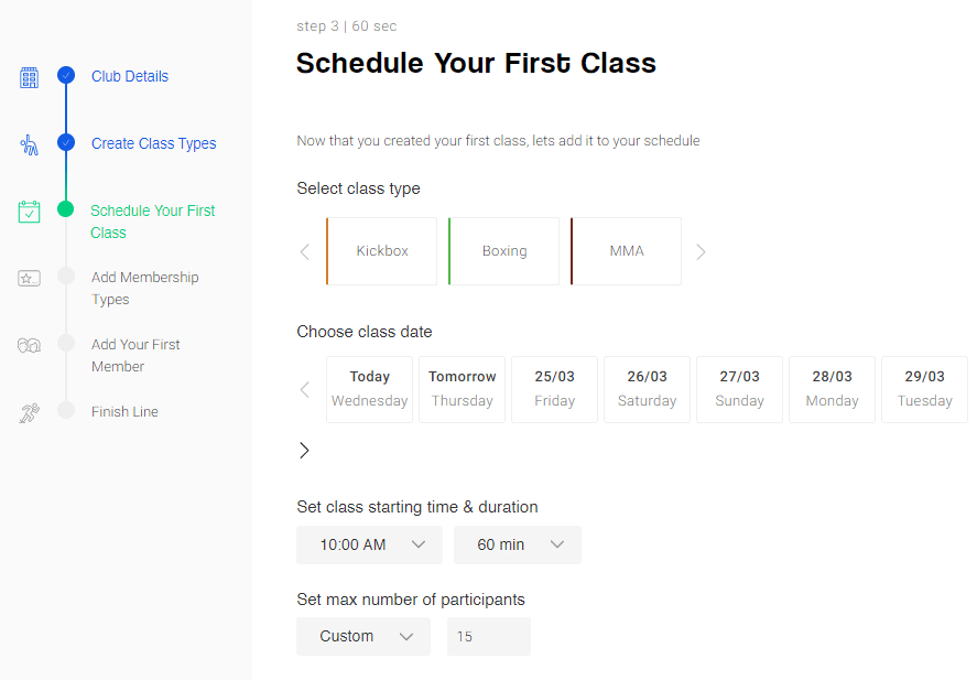 Schedule your first class