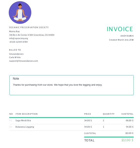 Branded invoicing 