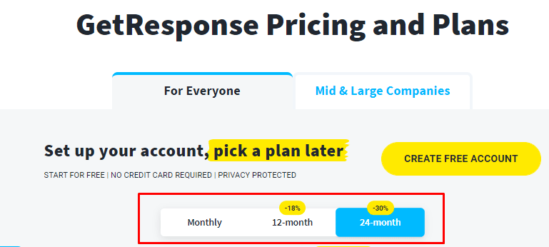 GetResponse Pricing 