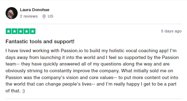 Passion.io Customer review 