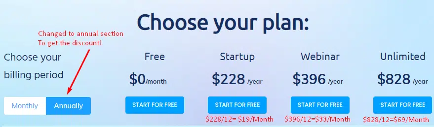 Systeme.io discount on the yearly plan 