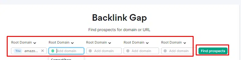 Backlink Gap Analyzer: 30 days free trial of Semrush offers these features 