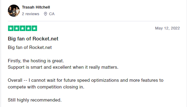 Rocket.net hosting Testimonials 