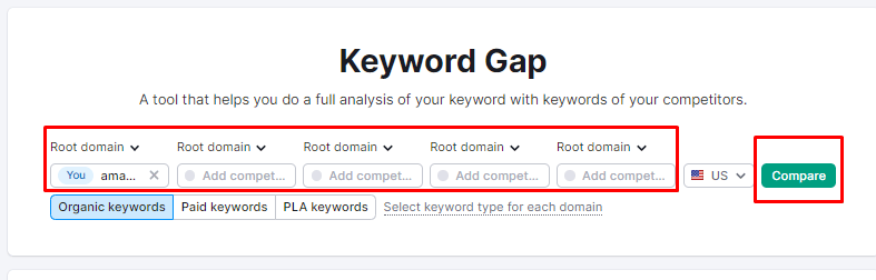 Find Keyword Gap Using Semrush 