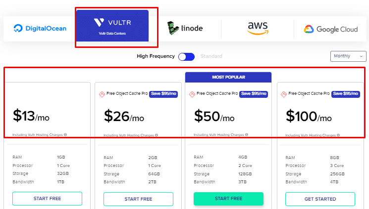 Cloudways Vultr Pricing Plans 
