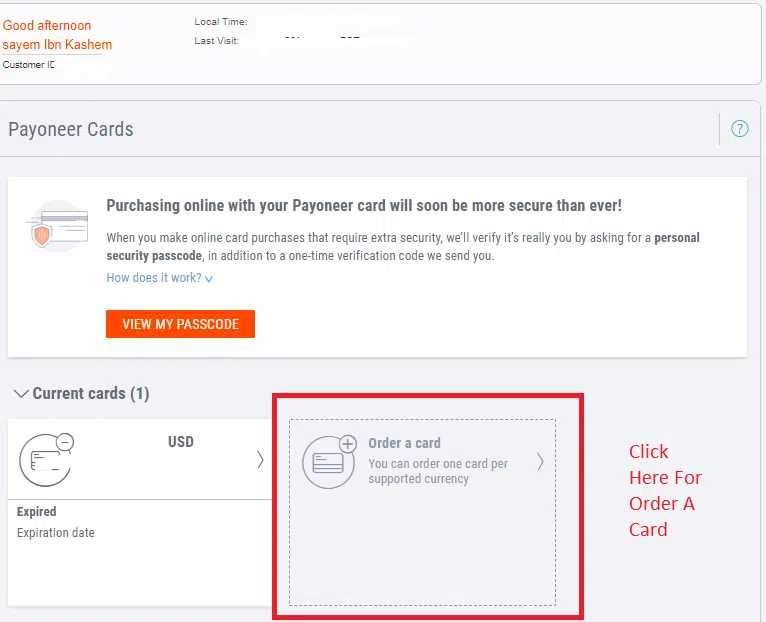 How to order a Payoneer Card