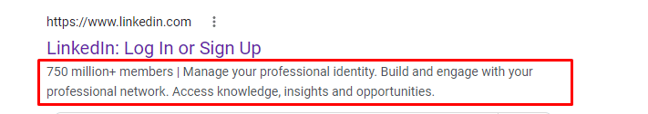 LinkedIn meta Description 