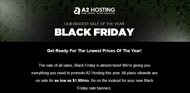 a2 hosting Black Friday discount