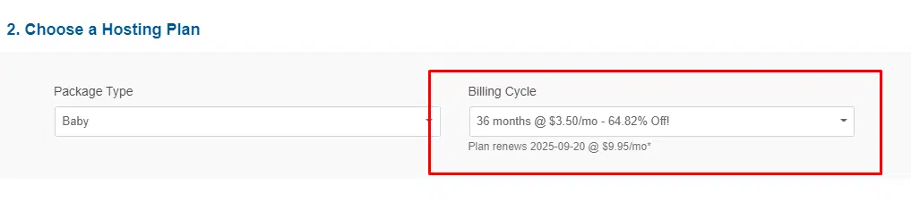 Choose your billing cycle 