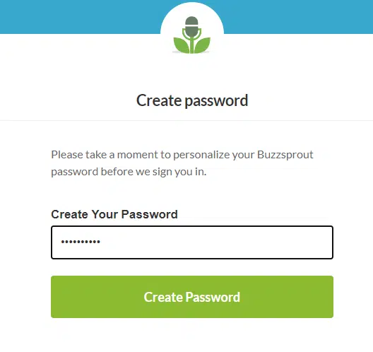 Buzzsprout password creation 