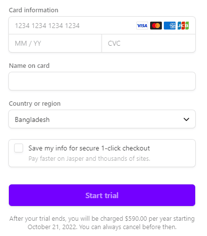Enter your credit card information to complete the purchase