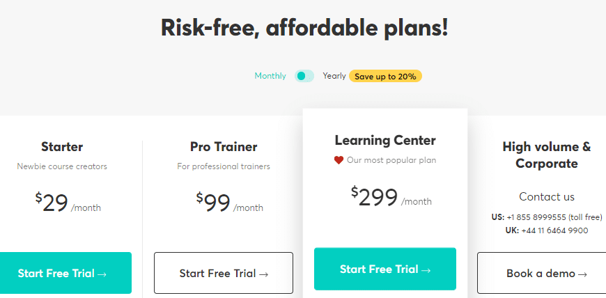 LearnWorlds Pricing Plans 