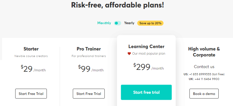 LearnWorlds Cost with custom pricing