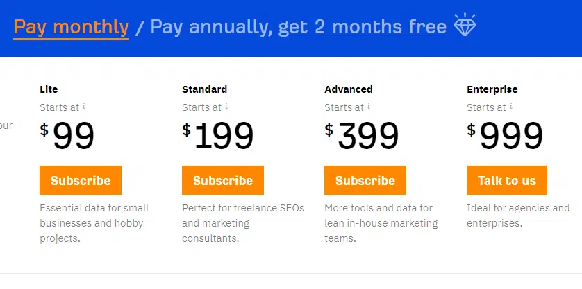 Ahrefs Pricing Plan-the best DIY SEO tool 