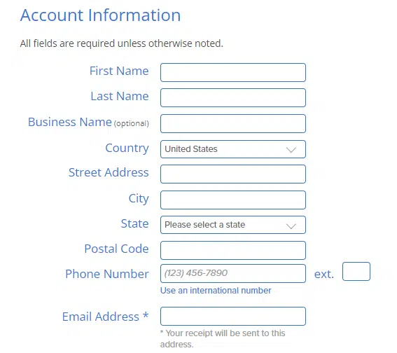 Bluehost Account Information 