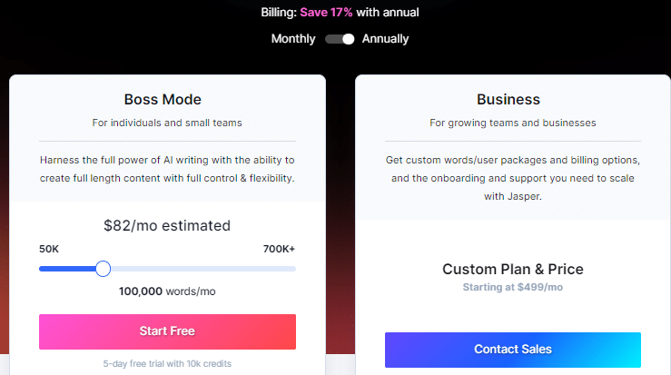 Jasper AI Pricing 