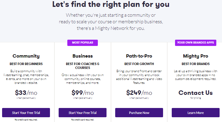 Mighty Networks Pricing: Alternatives to passion.io