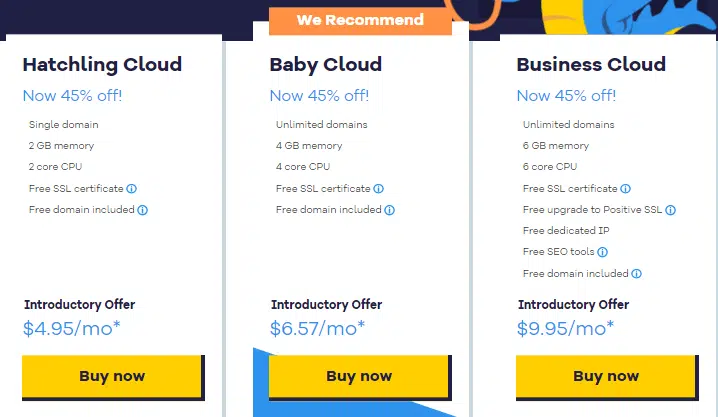 HostGator Cloud Pricing Plans 