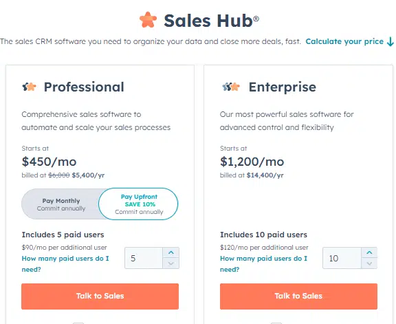 HubSpot Sales Software Pricing 