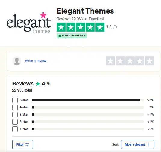 Real customer's review on Divi Theme on Trustpilot 