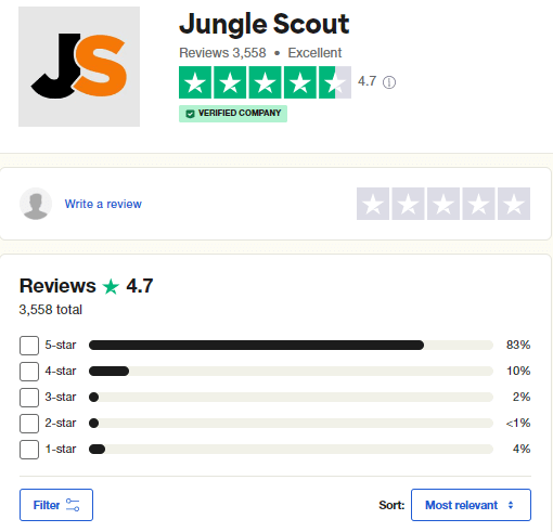 Jungle Scout reviews on Trustpilot 