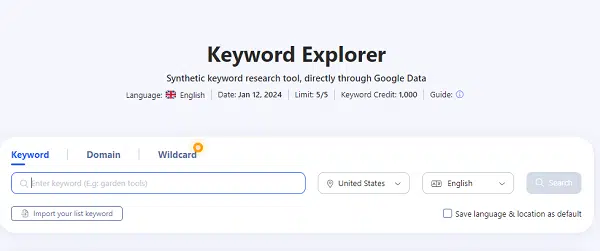 Keyword Explorer Tool 
