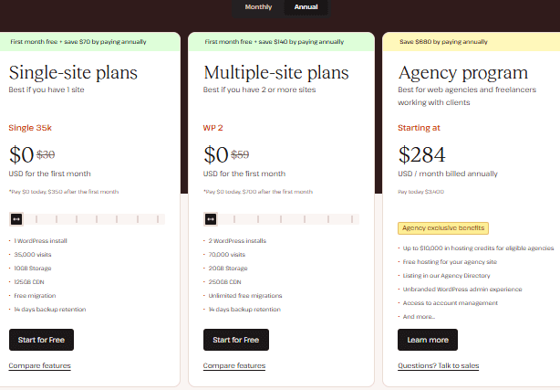The image explains Kinsta Pricing Plans and features