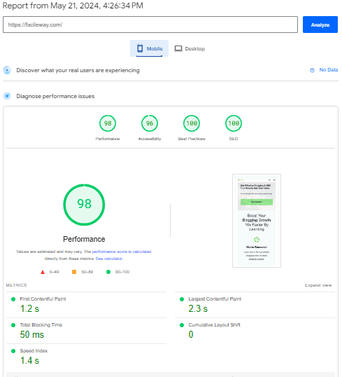 Google Page speed Insights