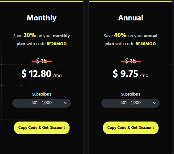 Moosend 黑色星期五优惠