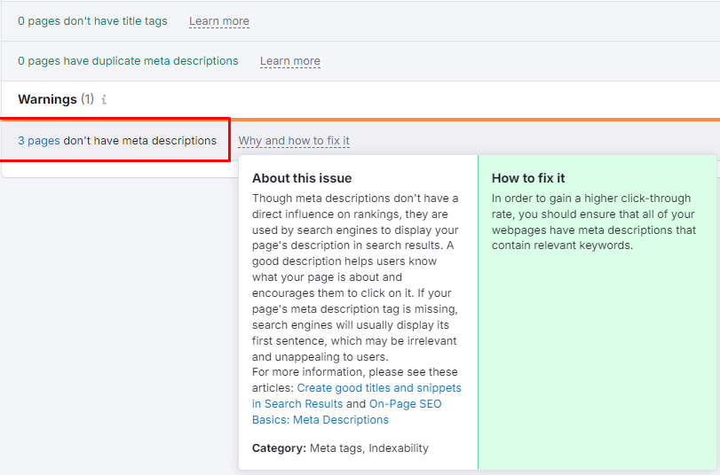 Missing Meta Description
