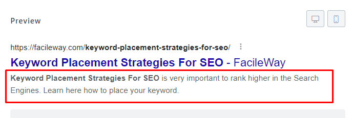 Keyword Placement strategy for meta description