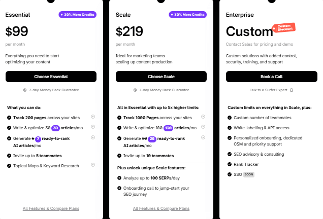 Surfer SEO Black Friday deal for Monthly Plan