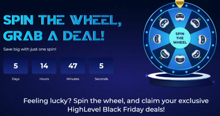 GoHighLevel Black Friday spin the wheel deal
