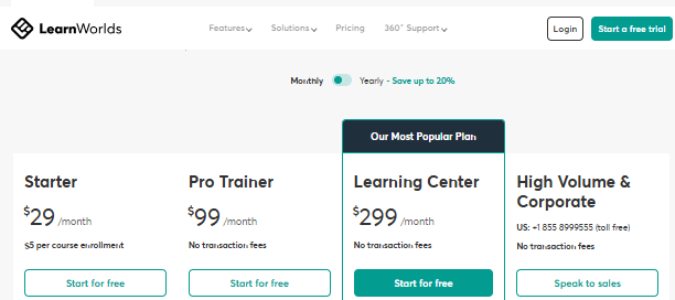 LearnWorlds prices