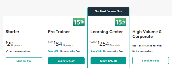 LearnWorlds Pricing