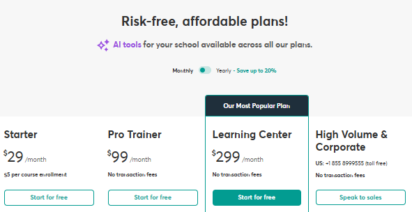 LearnWorlds prices 