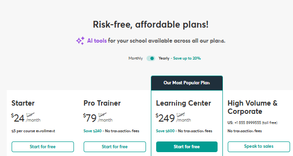LearnWorlds Pricing Plans- The Best Course Analytics & Reporting Tools