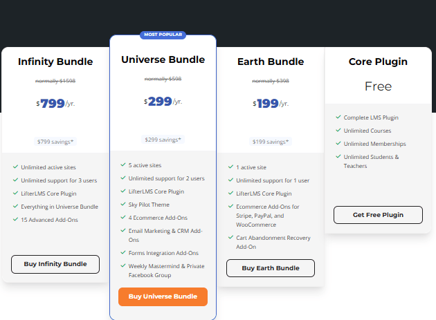 LifterLMS Pricing Plans
